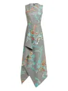 Etro Asymmetric Floral-print Dress In Gray