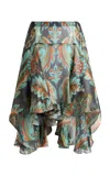 Etro Asymmetric High-low Paisley-silk Midi Skirt In Multi