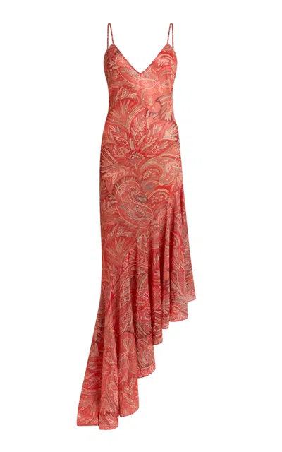 Etro Asymmetric Jersey Midi Dress In Red