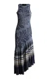 Etro Asymmetric Knit Midi Dress In Blue
