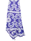 Etro Asymmetric Printed Satin Maxi Skirt In Blue