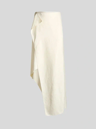 ETRO , ASYMMETRIC PAISLEY JACQUARD SKIRT, WOMAN, WHITE, SIZE 48