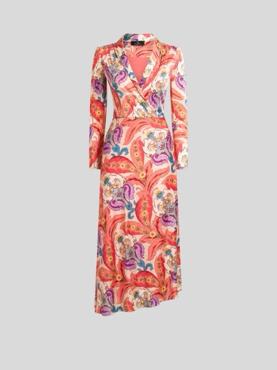 ETRO , ASYMMETRIC PRINTED JERSEY DRESS, WOMAN, RED, SIZE 38