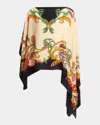 Etro Draped Border Cape Asymmetrical Hem