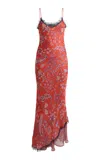 Etro Asymmetric Silk Maxi Dress In Red