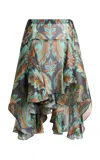 Etro Asymmetric High-low Paisley-silk Midi Skirt In Multi