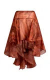 Etro Asymmetric Silk Mini Skirt In Red