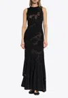Etro Long Dress Stretch Jersey Sleeveless Floor Length In Black