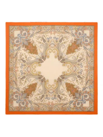 Etro Asymmetrical Floral-inspired Scarf 140 X 140 Cm In Orange