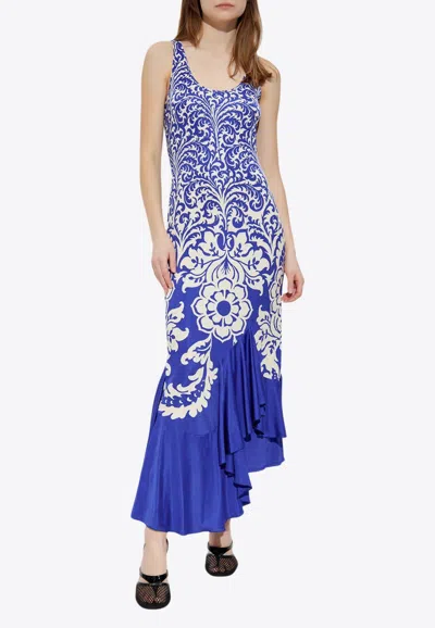 Etro Asymmetrical Paisley Print Midi Dress