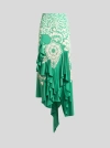 Etro Ruffled Printed Stretch-cady Midi Skirt In Grün