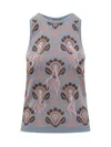 Etro Sleeveless Knit Top Embroidered Fringe In Stampa Fdo Azzurro