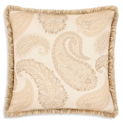 Etro Azuki Paisley Print Cushion In Neutral