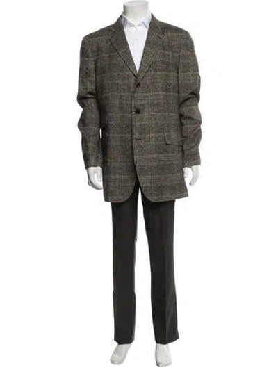 Pre-owned Etro Baby Alpaca Plaid Print Sport Coat W/ Tags In Brown