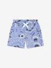 Etro Printed Cotton Poplin Shorts In Blue