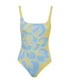 Etro Scoop Neckline High-cut Leg Floral Pattern Adjustable Straps In Blue