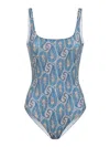Etro Floral Backless One-piece Swimsuit In Blue