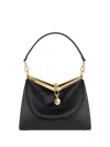 Etro 'small Vela' Black Shoulder Bag With Logo And Pegasus Charm