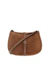 Etro Brown Textured Bag With Front Buckle Detail In Black