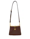 Etro Structured Leather Shoulder Bag With Distinctive Clasp In Brown