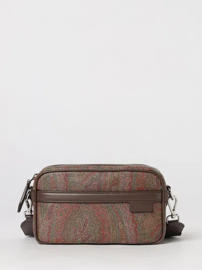 Etro Coated Cotton Paisley Shoulder Bag In Brown