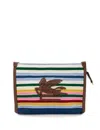 Etro Viscose Pouch With Stripes And Top Handle In Grey