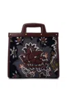 Etro Floral Paisley Handbag With Leather Accents In Multicolor On Blue Base