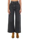 Etro Wide Leg Jeans With Belt Loops And Contrast Stitching In Grey