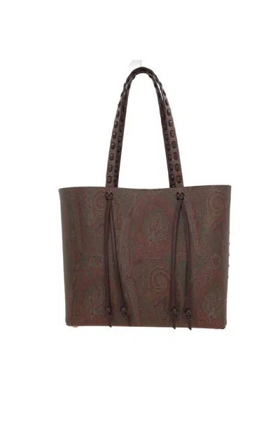 Etro Paisley Jacquard Tote Bag In Bordeaux