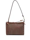 Etro Brown Calfskin Shoulder Bag With Paisley Print
