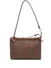 Etro Brown Calfskin Shoulder Bag With Paisley Print