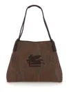 Etro Women 'paisley Libra Medium' Brown Tote Bag With Pegaso Detail In Cotton Woman In Multi