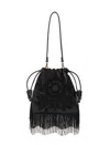 Etro Small Kalispera Beaded Fringe Leather Shoulder Bag In Black