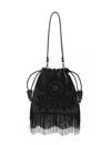Etro Small Kalispera Beaded Fringe Leather Shoulder Bag In Black