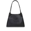 Etro 'libra' Black Shopper With Tone On Tone Pegaso Motif In Black