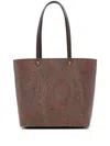 Etro Multicolor Paisley Jacquard Tote Bag In Brown