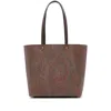 Etro Dark Brown Paisley Fabric Shopping L Bag In Burgundy