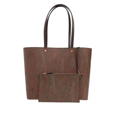 Etro Oversized Tote Double Handles In Brown