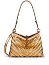Etro Metallic Finish Calf Leather Shoulder Bag In Multicolor