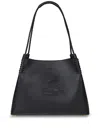 Etro 'libra' Black Shopper With Tone On Tone Pegaso Motif In Black