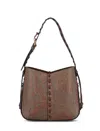 Etro Vulcano Medium Canvas Shoulder Bag In Vino
