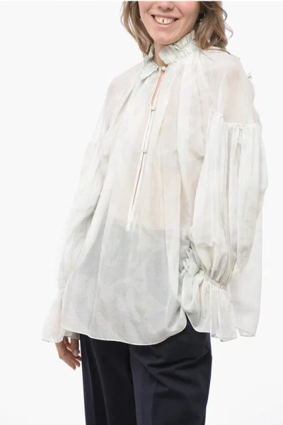 Etro Balloon Sleeve Blouse With Ruffles In White