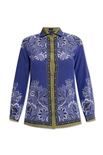 Etro Bandana Print Long-sleeved Shirt In Viola/multicolour