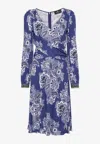 Etro Floral-print Multicolored Midi Dress In Blue