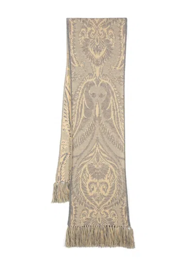 Etro Barocco Jacquard-knit Scarf In Yellow
