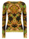 Etro Baroque Patterned Mesh Sweater In Multi