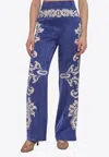 Etro Patterned Trousers With Elastic Waistband And Embellishments