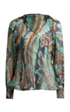 Etro Bat-sleeve Paisley-silk Scarf-neck Top In Print