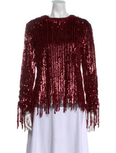 Pre-owned Etro Bateau Neckline Long Sleeve Blouse In Red