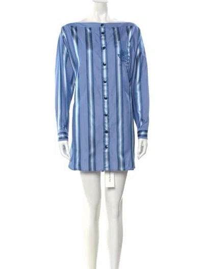 Pre-owned Etro Bateau Neckline Mini Dress In Blue